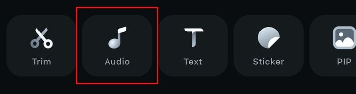 select audio from the toolbar