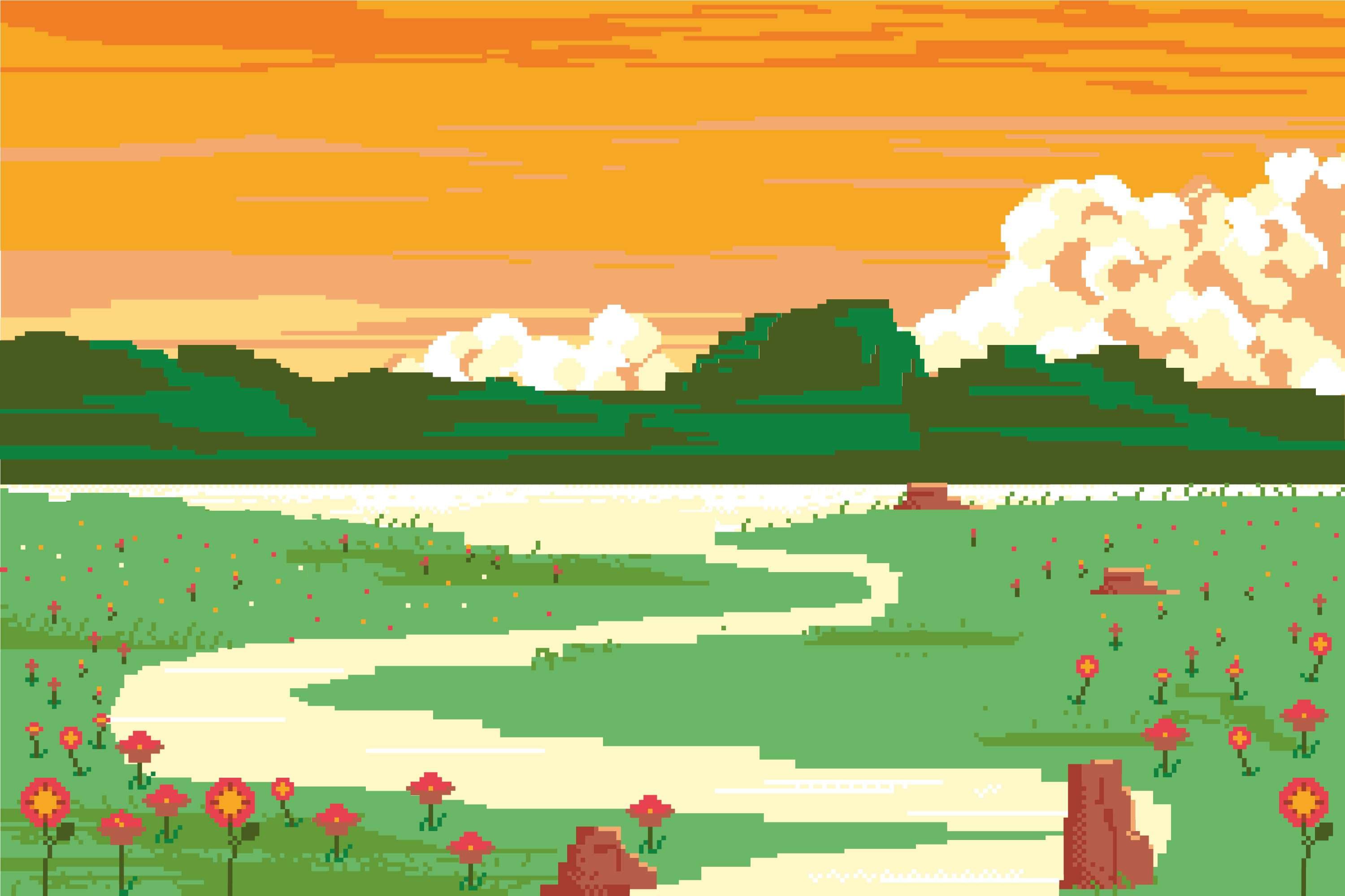 natural landscape pixel art background