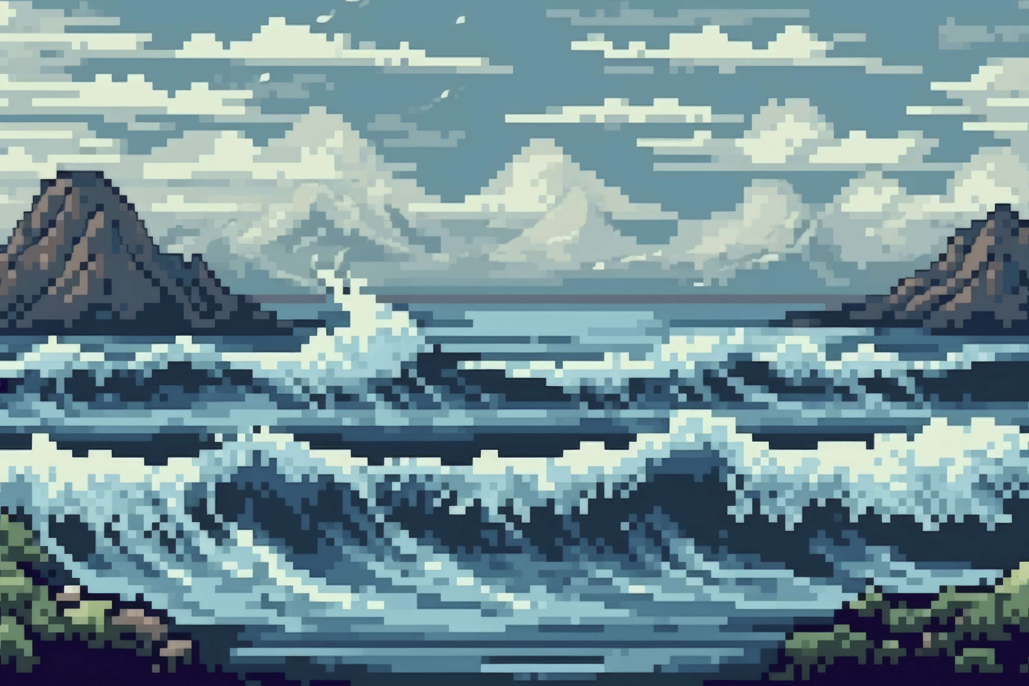 ocean pixel art background