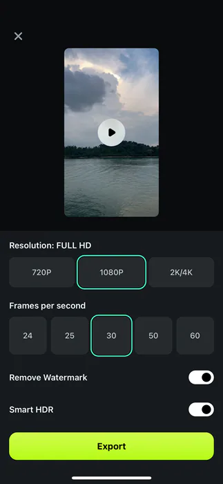 filmora ai reels maker export option