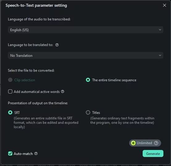 set the parameter settings