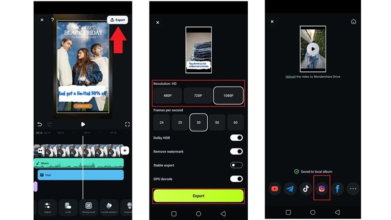 save and share your instagram ad