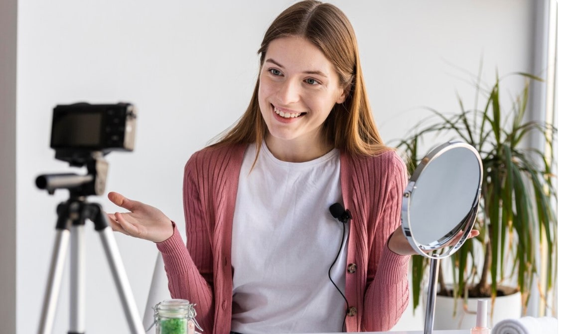 woman making a tutorial video