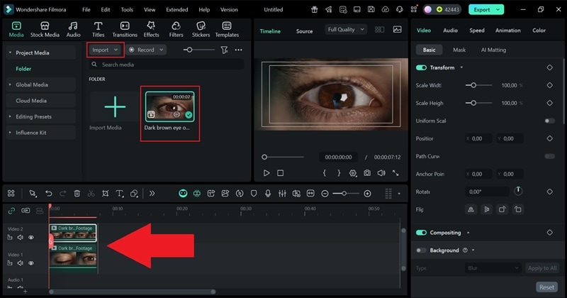 drag two videos to timeline