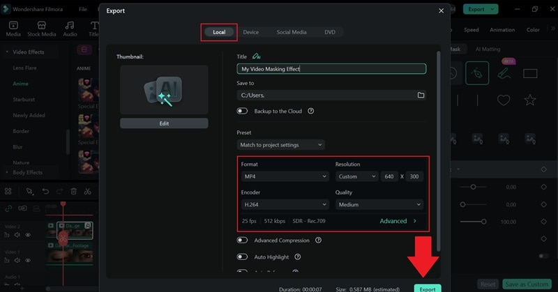 save your masking project