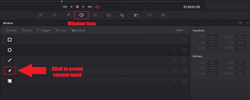 select the pen icon for masking