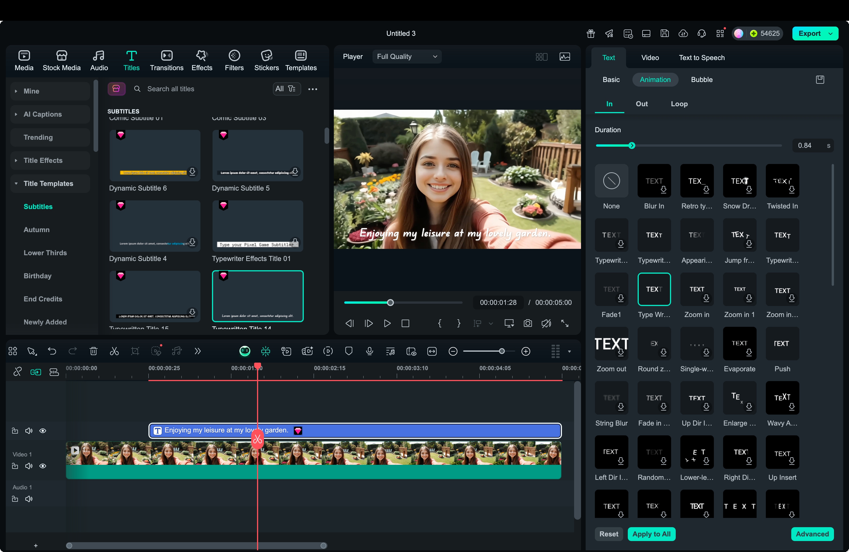 animate text filmora