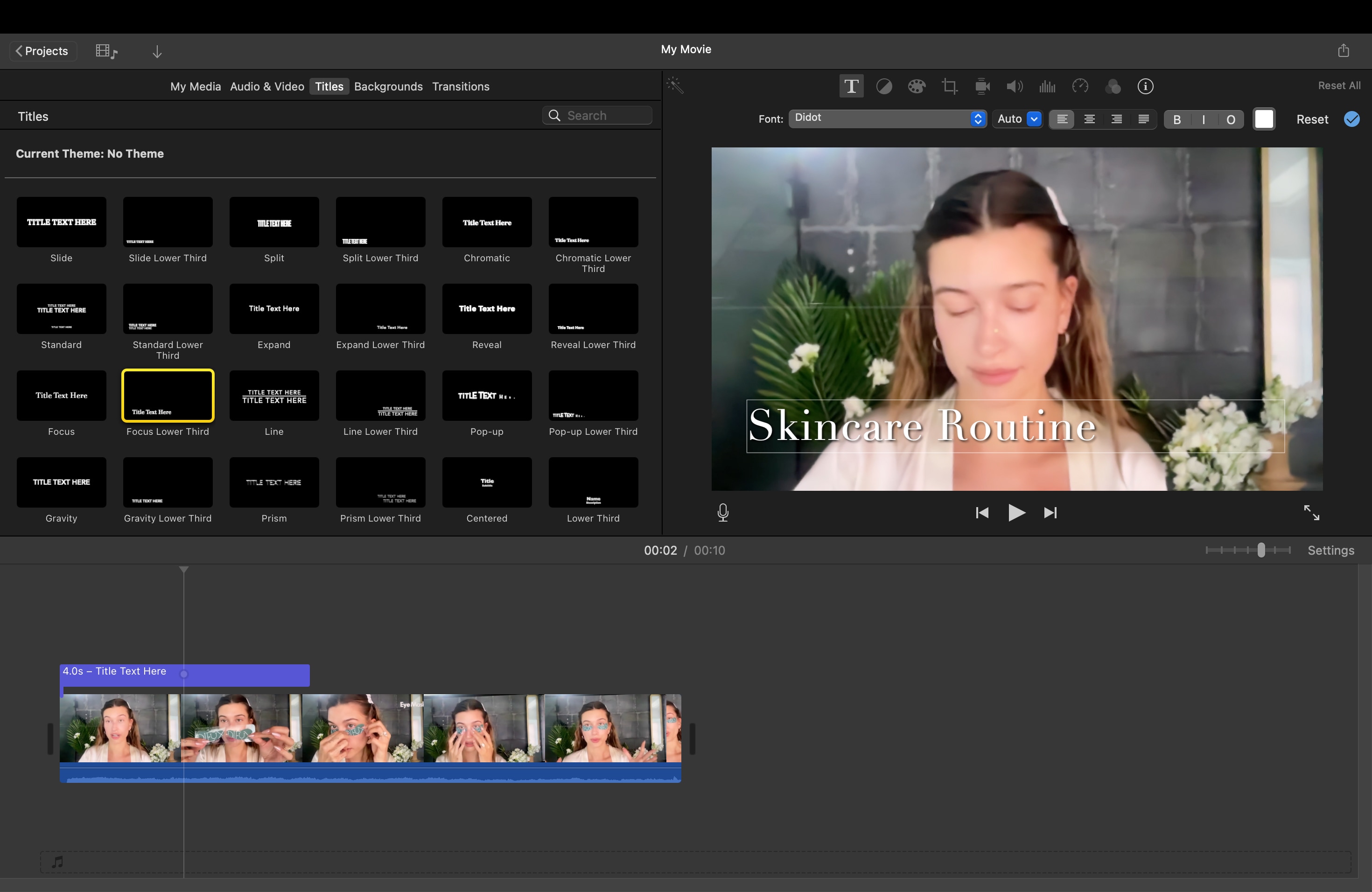add a title imovie