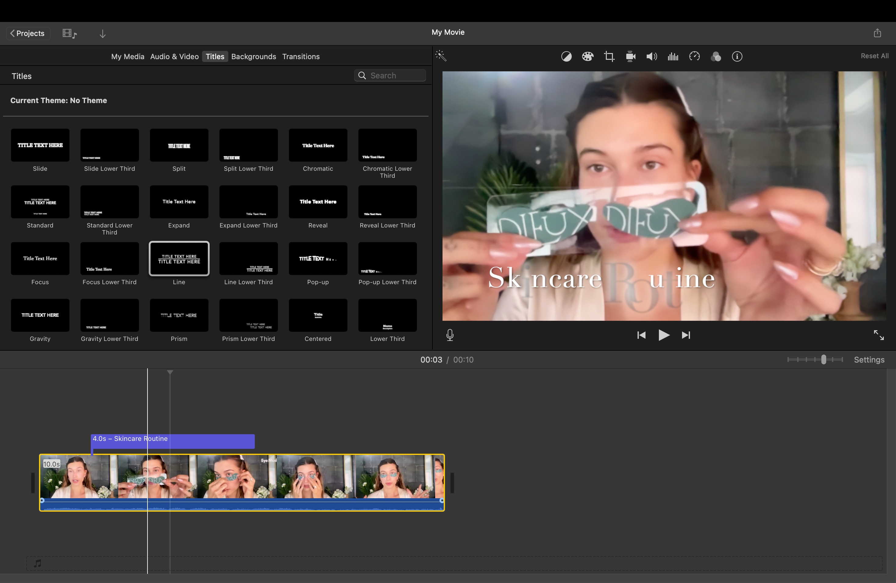 adjust text animation imovie