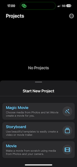 start project imovie iphone