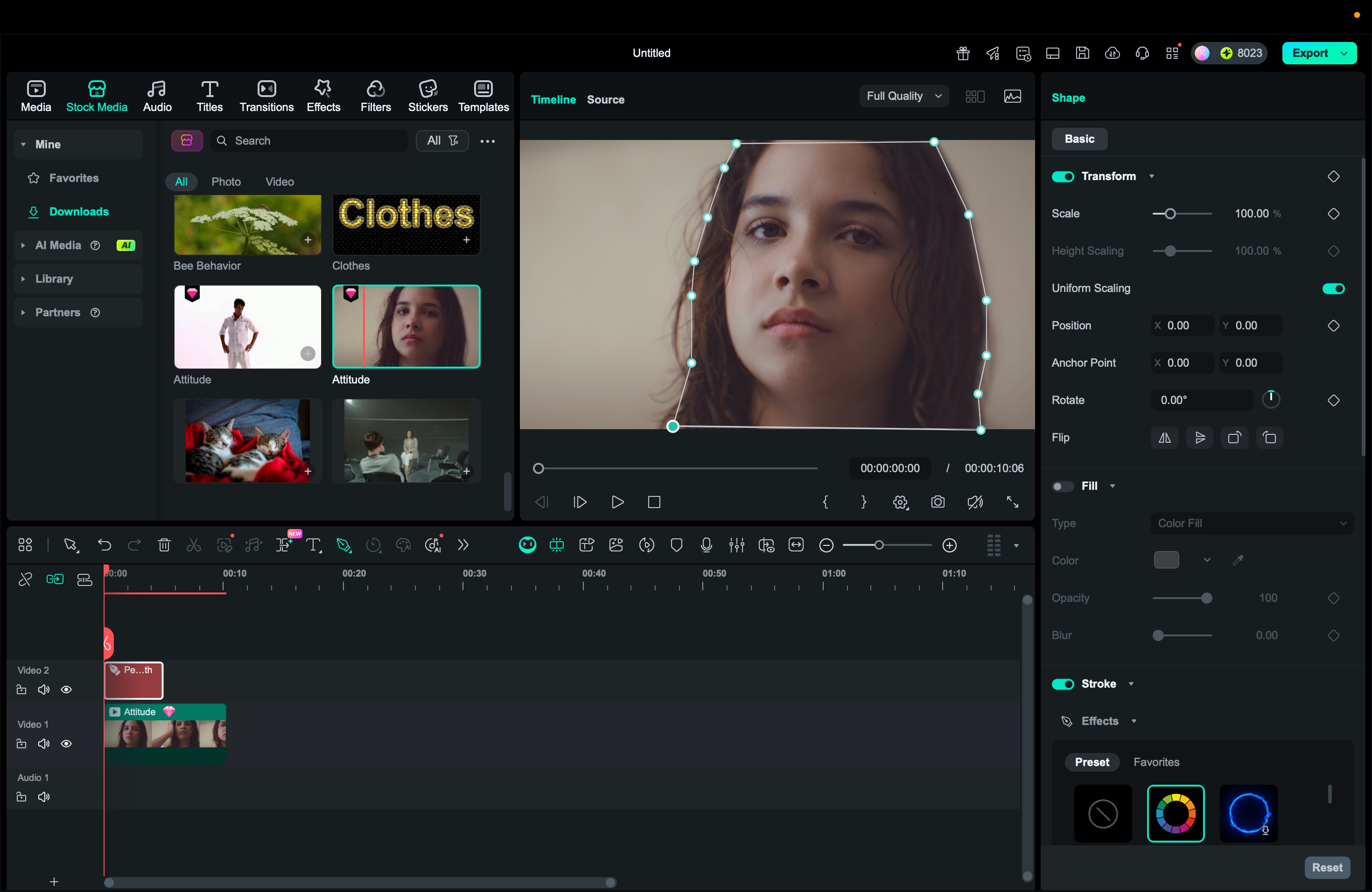 trace object with pen tool filmora