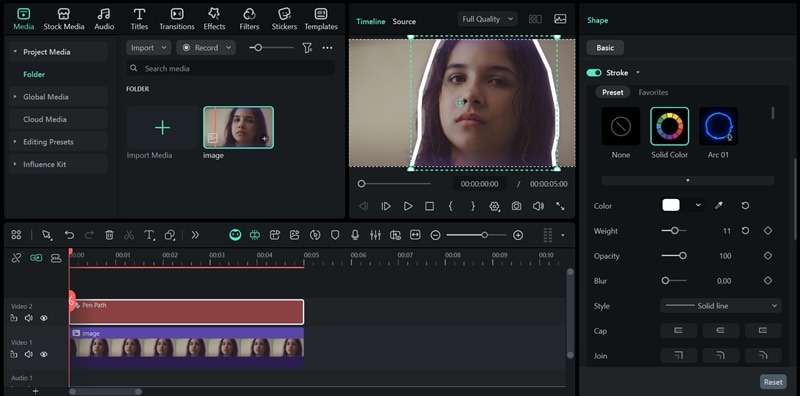 style outline in filmora