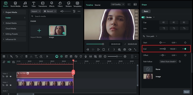 set the end keyframe