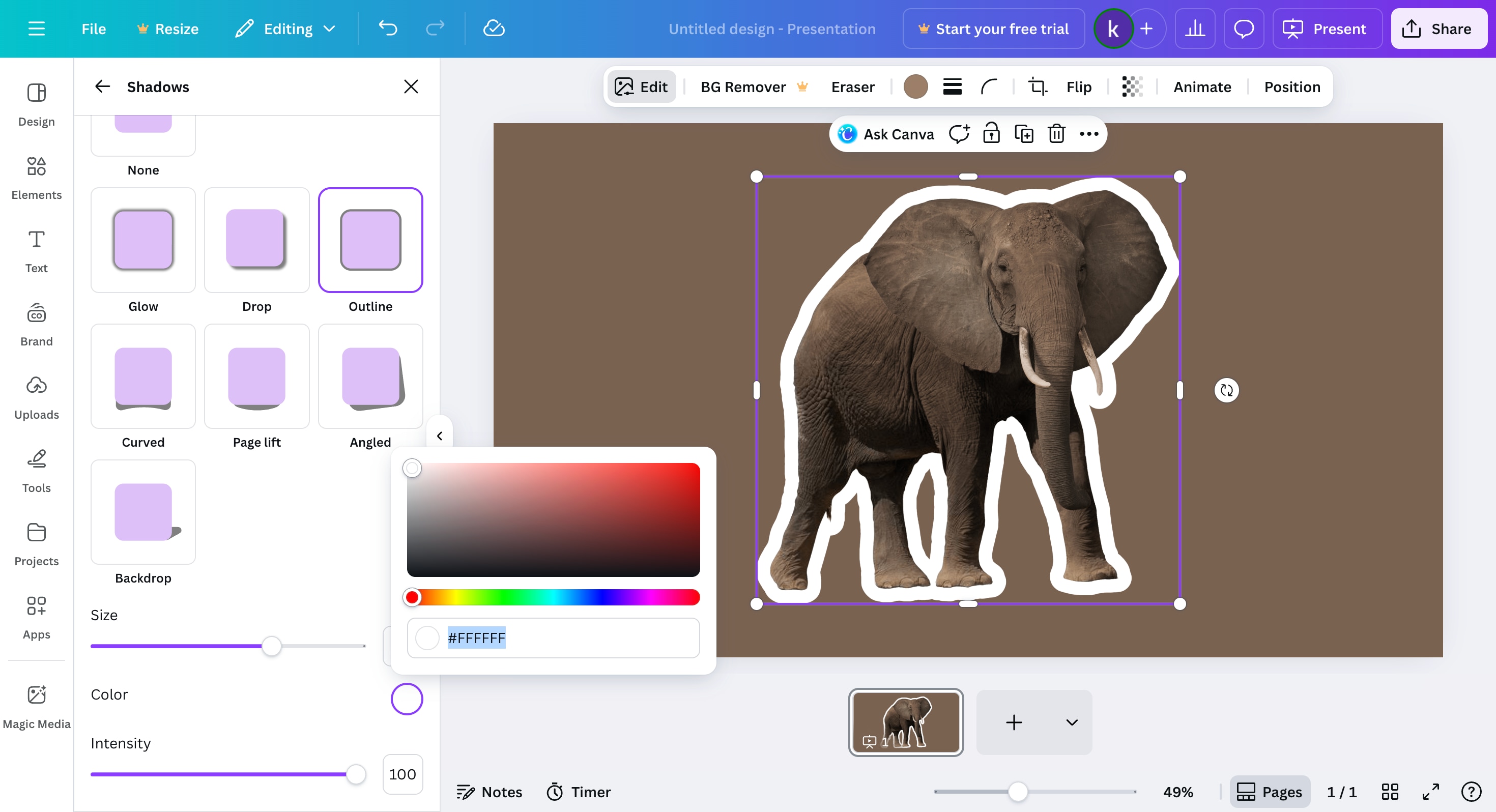 add white outline to image in canva