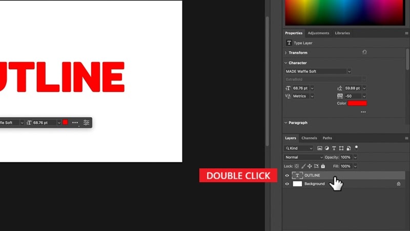 double click text layer