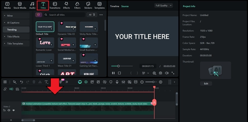 add selected title to timeline