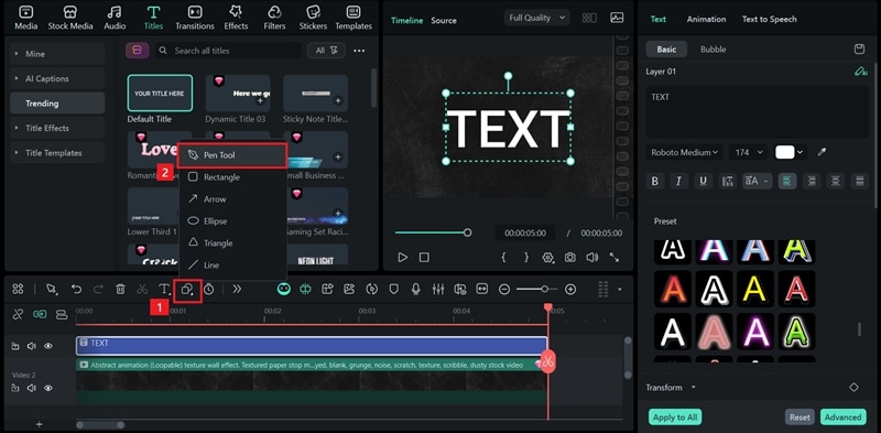 select pen tool from toolbar
