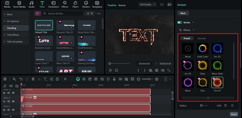 select from the glowing preset