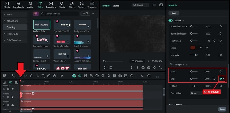 add the first key frame