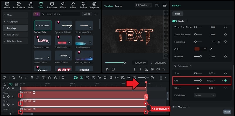 add the second keyframe
