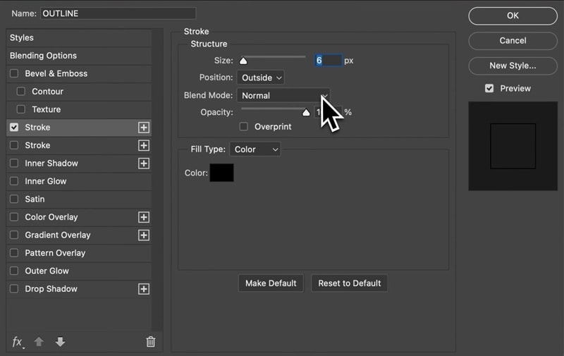 adjust the text stroke