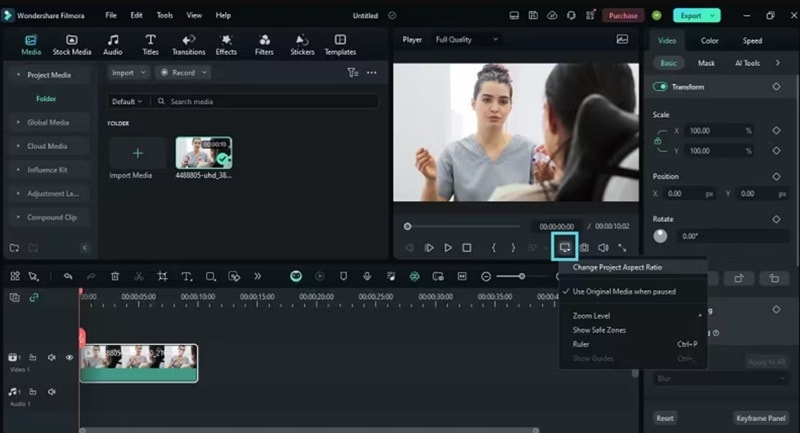 change project aspect ratio