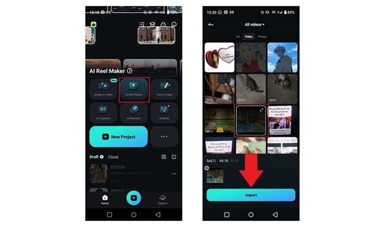 upload video to filmora mobile