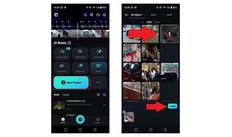 upload video to filmora mobile