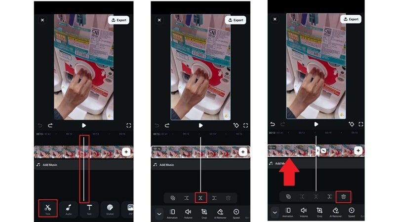 trim video and delete selected part