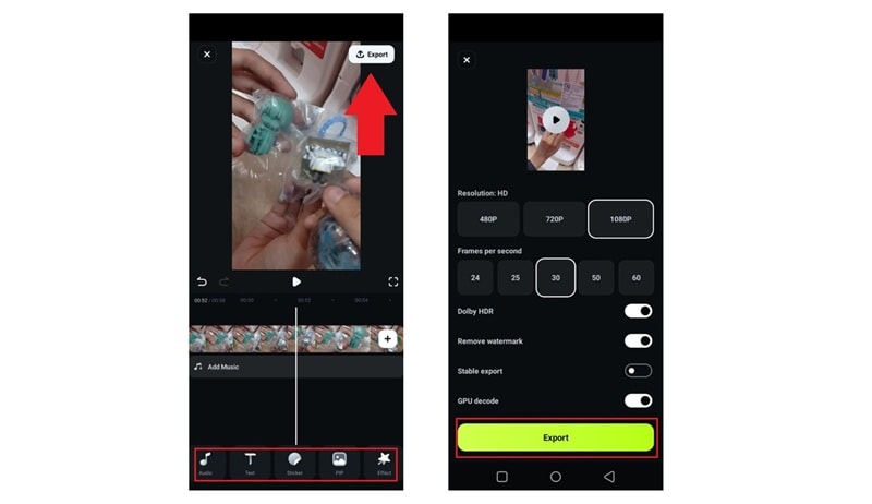export and save video