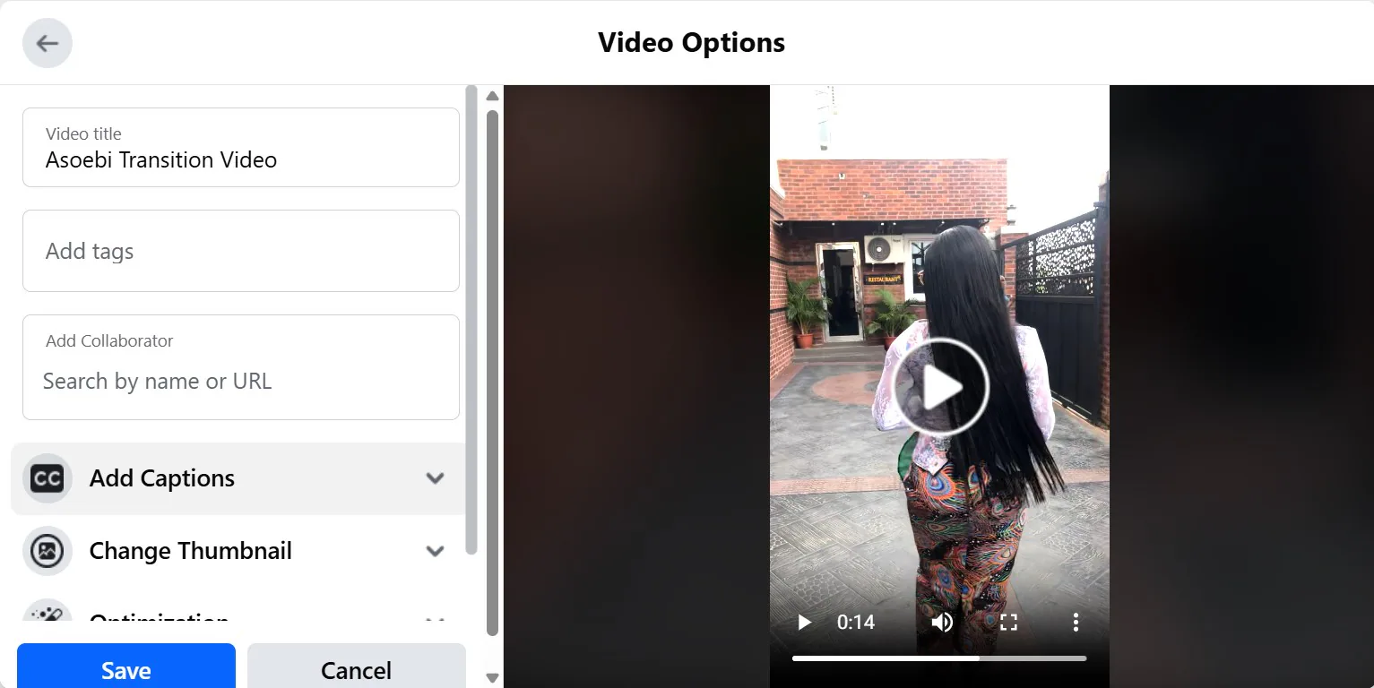 add video title on facebook