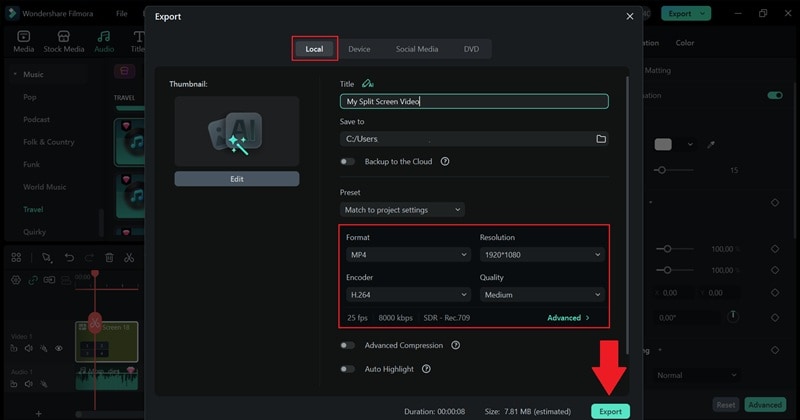 export and save your video