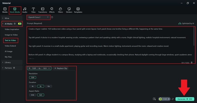 write prompts and click generate