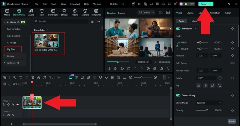 see the result and export video