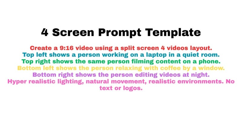template prompt for split screen videos
