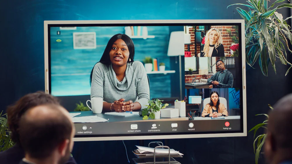 business meeting on screen