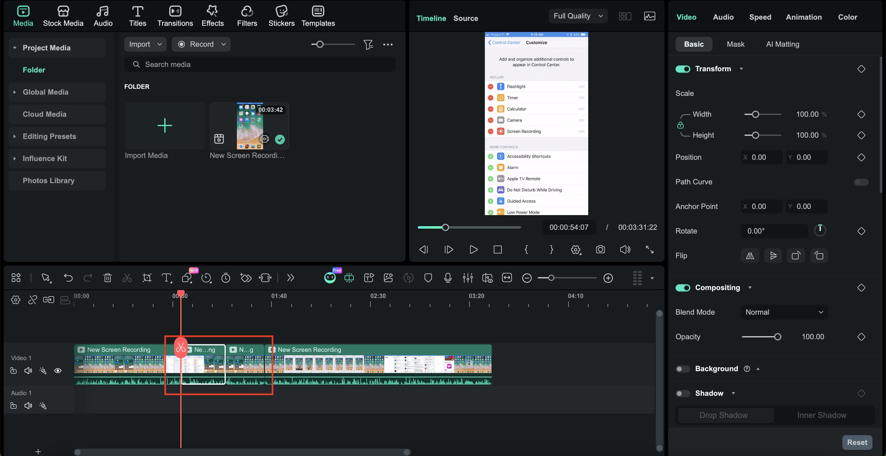 trim the clip as needed