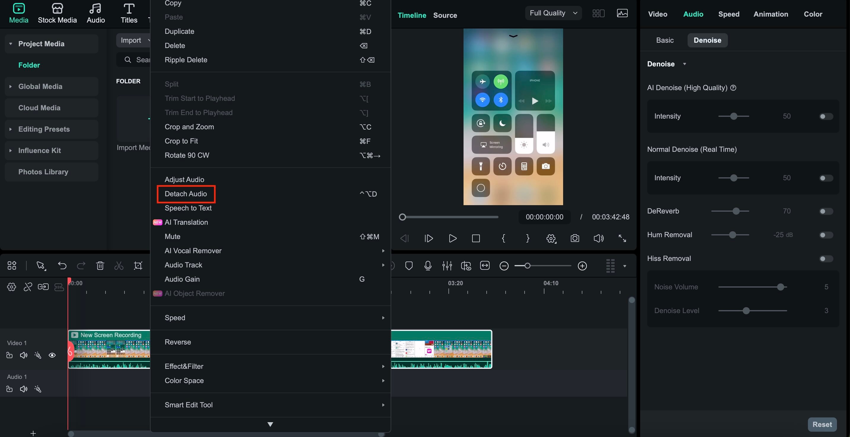 detach the audio and export as mp3
