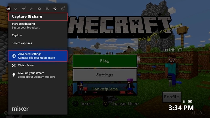 find the advance settings option