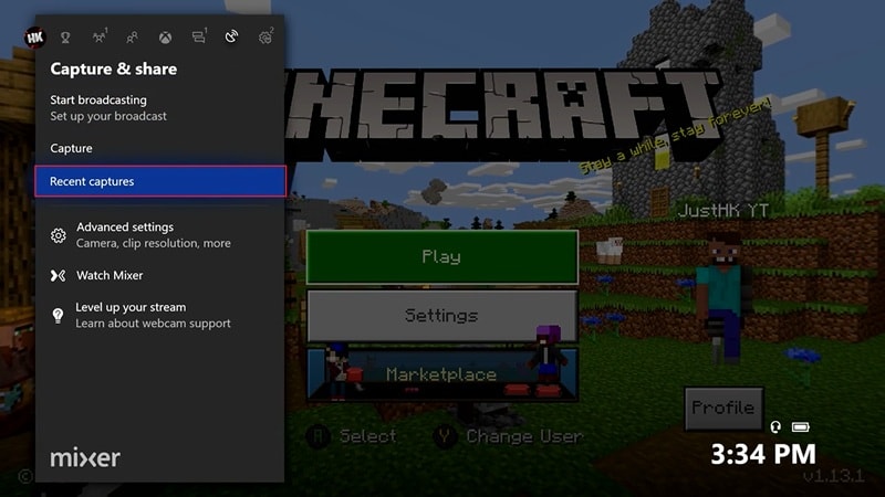 select recent captures to see recording