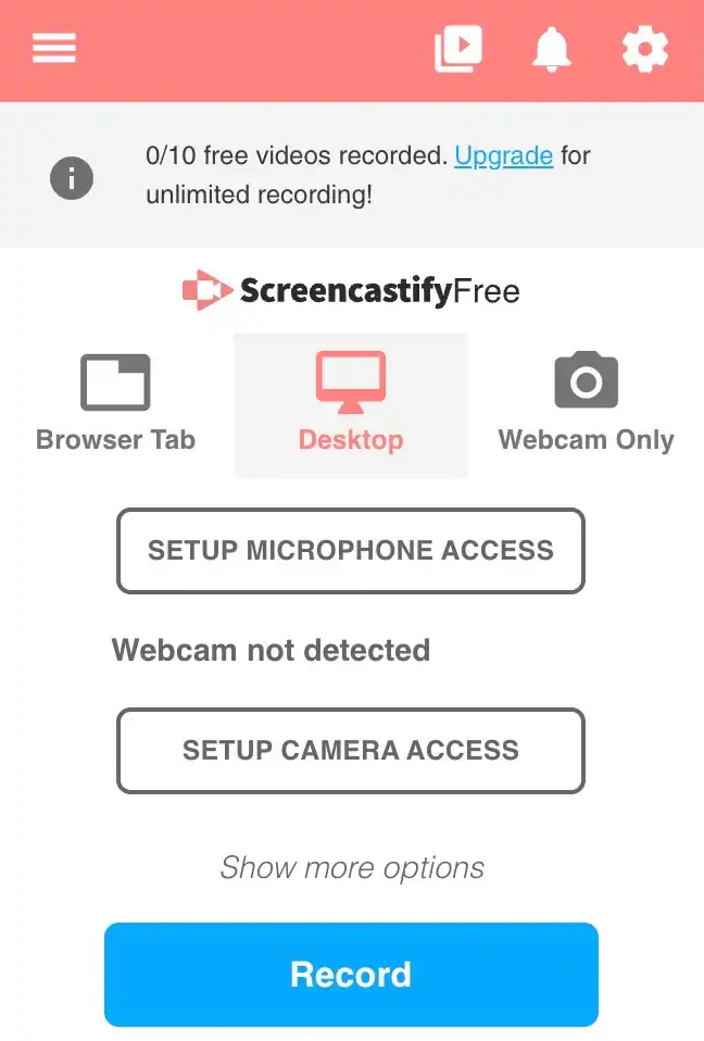 screencastify menu