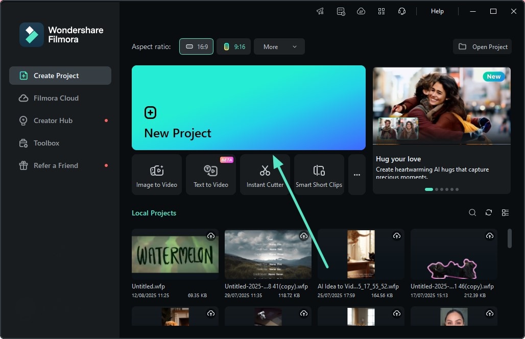 create filmora project