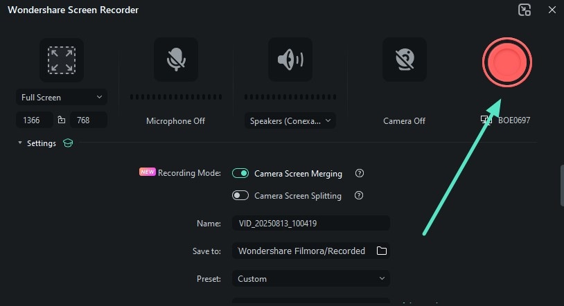 configure recording settings