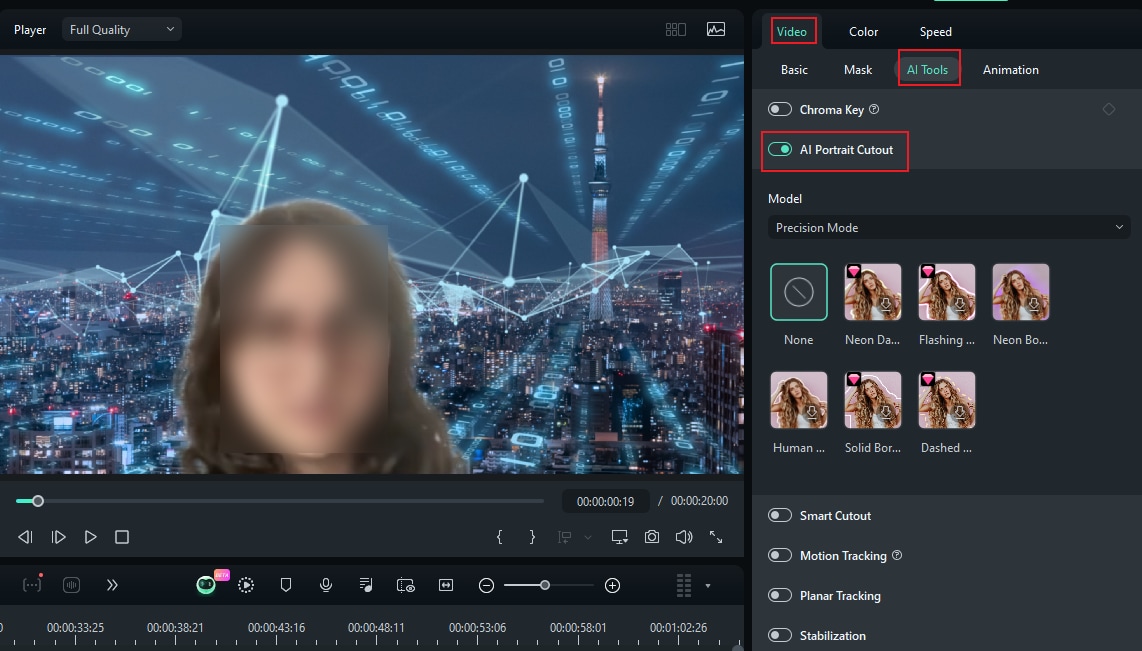 use ai portrait cutout to change the video background