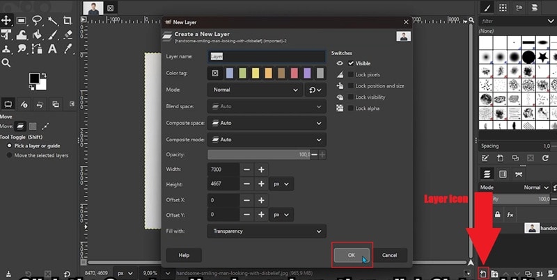 create new layer in gimp