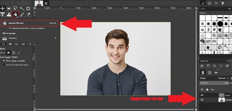 select bucket fill tool