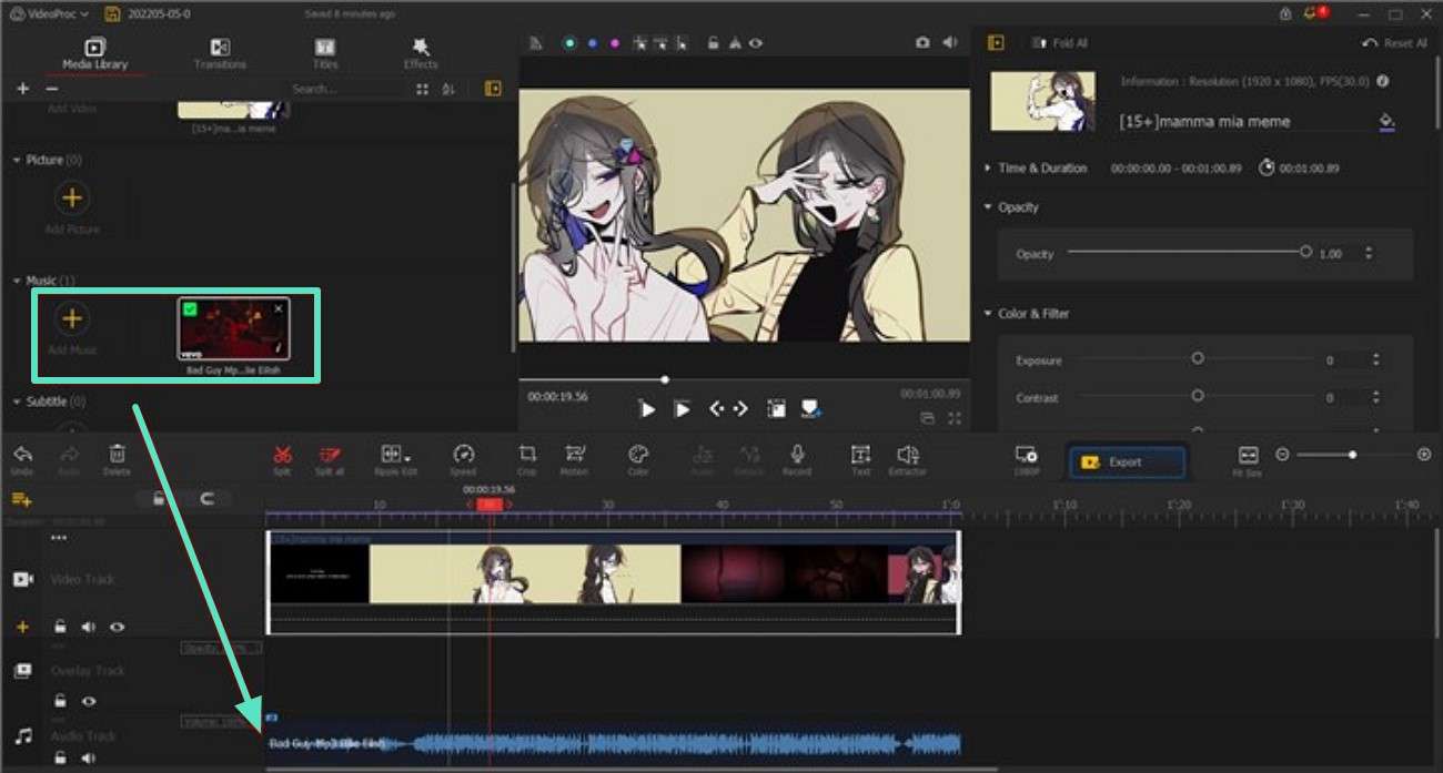 insert audio file videopro vlogger