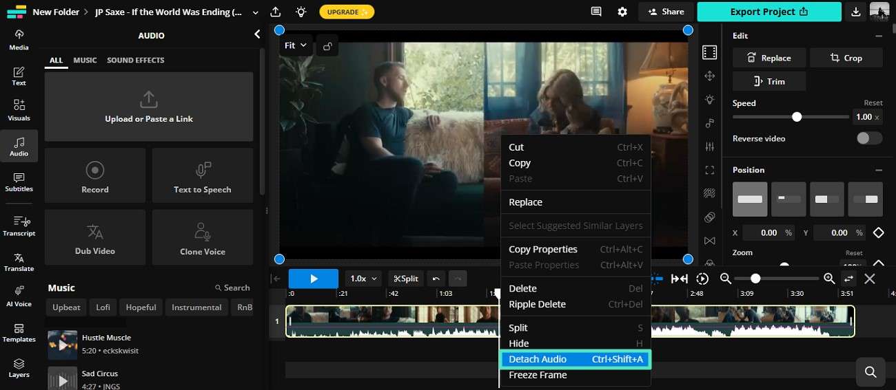 extract audio and delete
