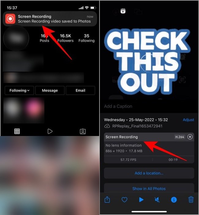 open the screen recording on ios