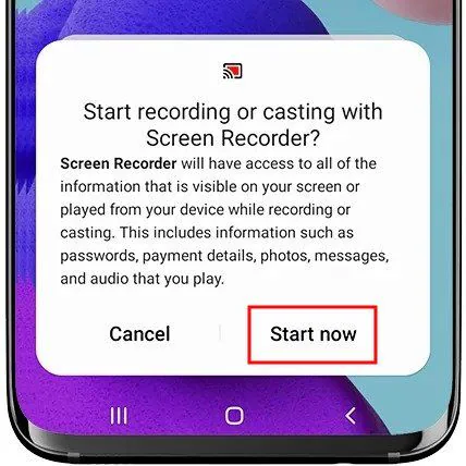 start recording your samsung a23 screen